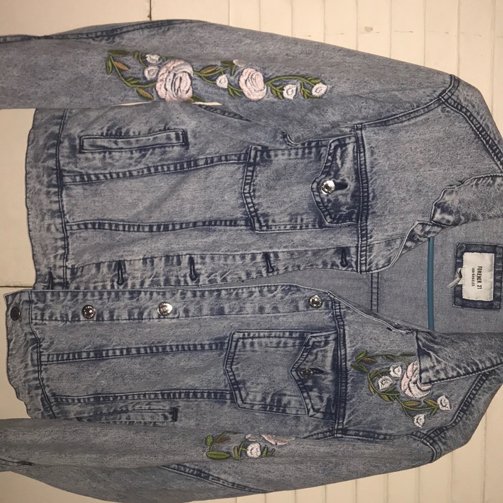Floral denim jacket